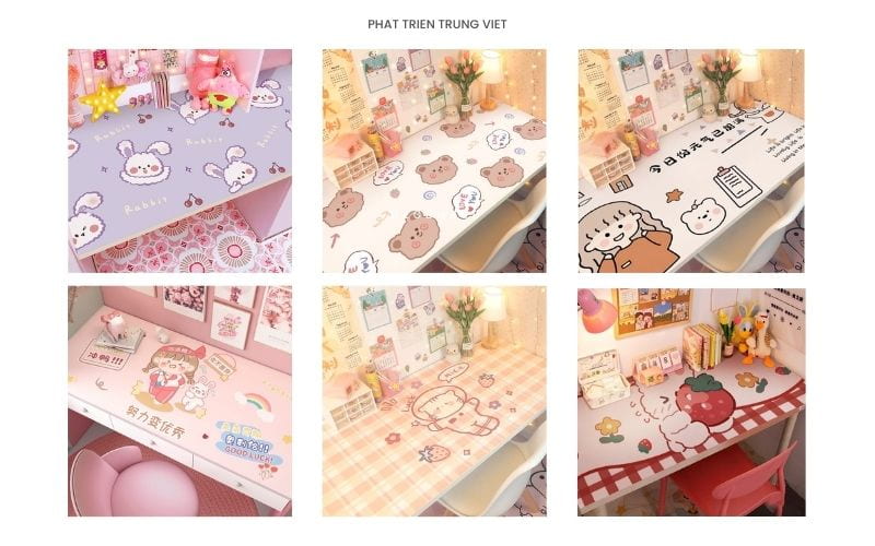 Mẫu giấy dán bàn học đẹp, dễ thương cho học sinh